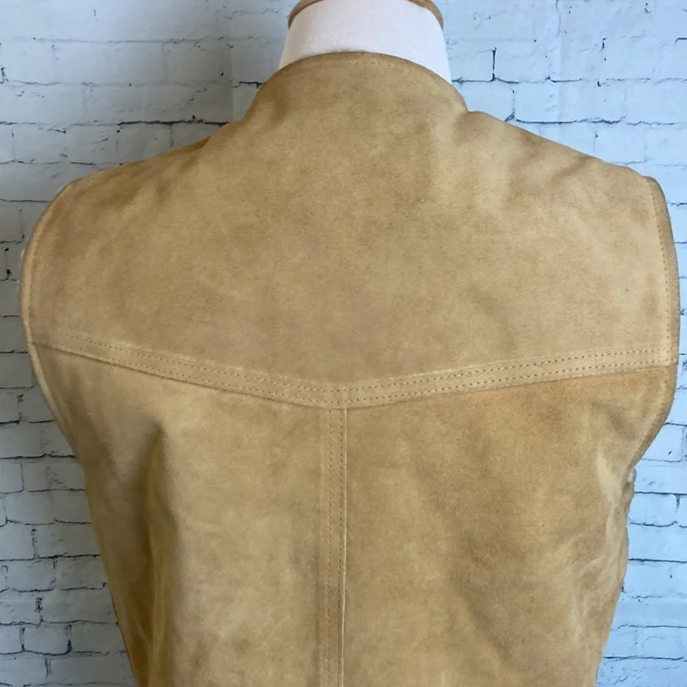 Vintage The Leather Shop Sears Suede Vest Faux Shearling Lining M Western Rodeo